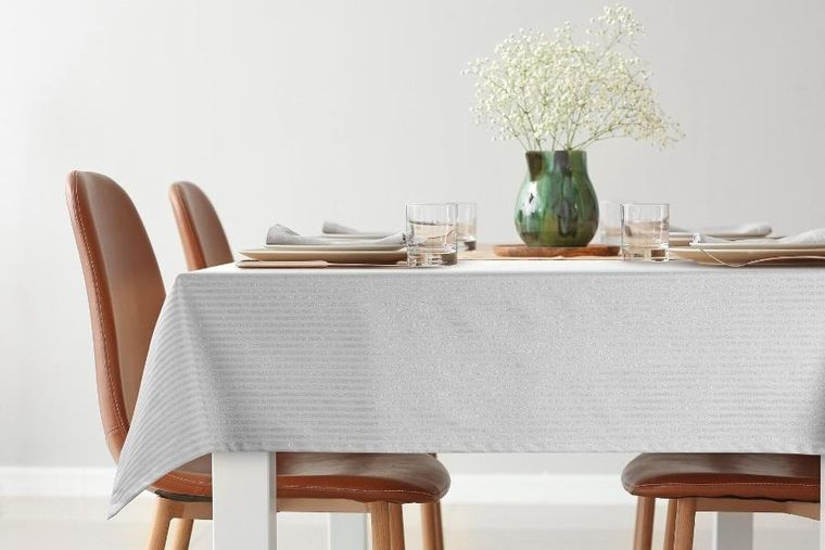 Eurofirany, obrus flash, 85-85 cm, srebrny