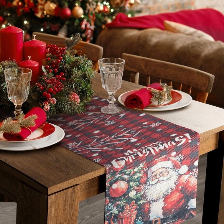 Eurofirany, obrus świąteczny, 33-183 cm, czerwony
