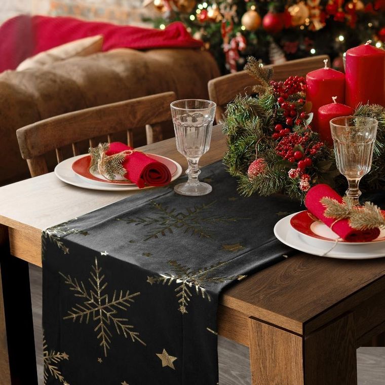 Eurofirany, obrus świąteczny, 40-140 cm, czarny