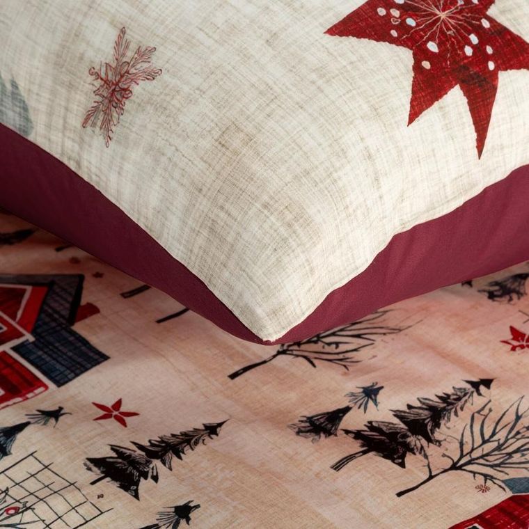 Eurofirany, świąteczny komplet pościeli, Asher, 160-200 cm, czerwony