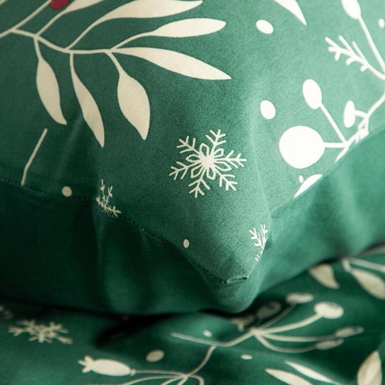 Eurofirany, świąteczny komplet pościeli, Cristian, 160-200 cm, butelkowy zielony