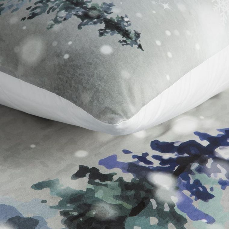 Eurofirany, świąteczny komplet pościeli, Forest, 140-200 cm, jasnoszary