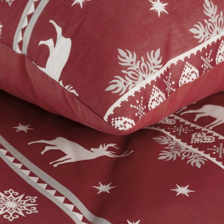 Eurofirany, świąteczny komplet pościeli, Oslo, 220-200 cm, czerwony