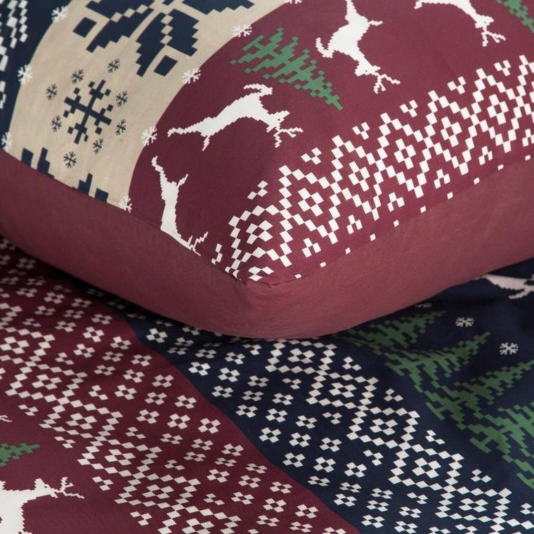 Eurofirany, świąteczny komplet pościeli, skandy, 140-200 cm, granatowy