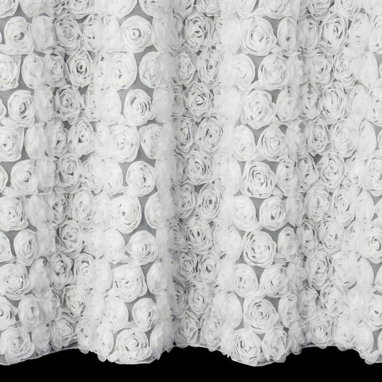 Eurofirany, zasłona gotowa, Roses, 140-250 cm, biały