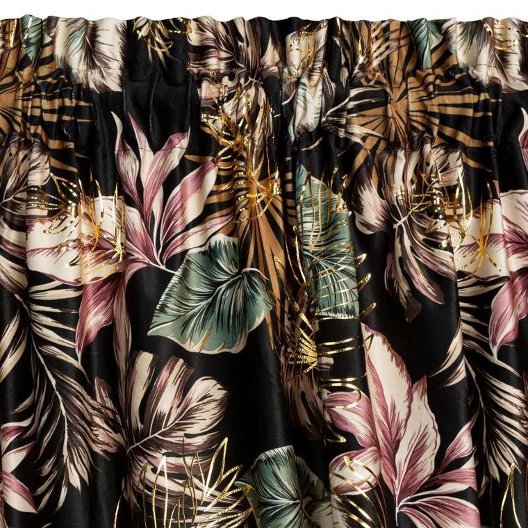 Eurofirany, zasłona zaciemniająca gotowa, na taśmie, Maroko, 140-270 cm, czarny