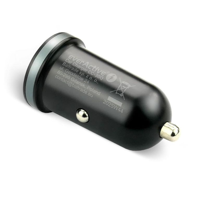 Everactive, ładowarka samochodowa, USB, USB-C, 35W, czarna