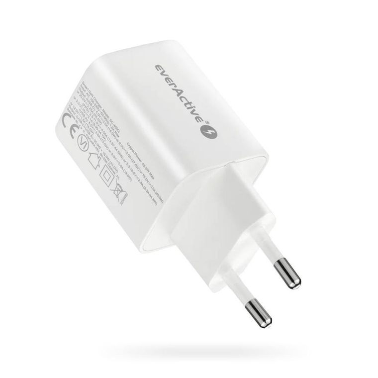 Everactive, ładowarka sieciowa, GAN 1xUSB, 1xUSB-C, QC 4.0, 45W, biała, SC-450Q