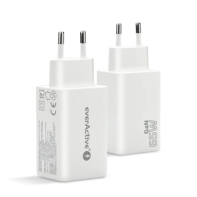 Everactive, ładowarka sieciowa, GAN 1xUSB, 2xUSB-C, QC, 65W, biała, SC-655Q
