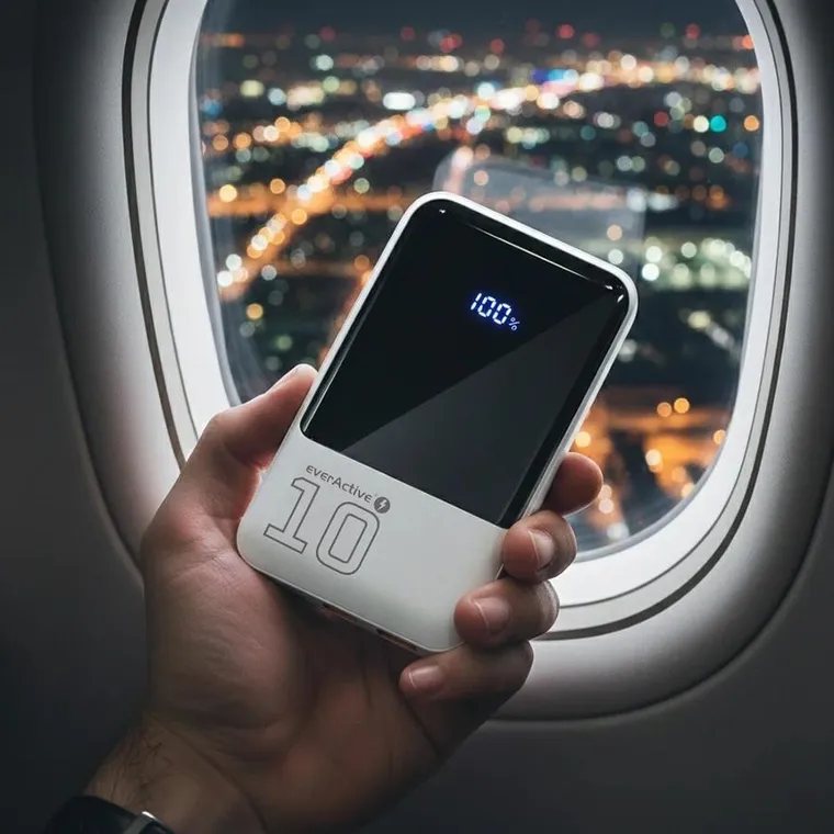 Everactive, powerbank, 10000mAh, 2xUSB, 1xUSB-C, 22,5W, QC4+, wyświetlacz LCD, biały, EB-10Q