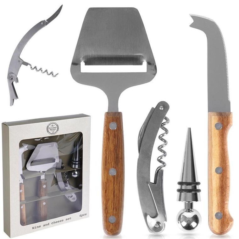 Excellent Houseware, akcesoria do wina i serów, 4 elementy