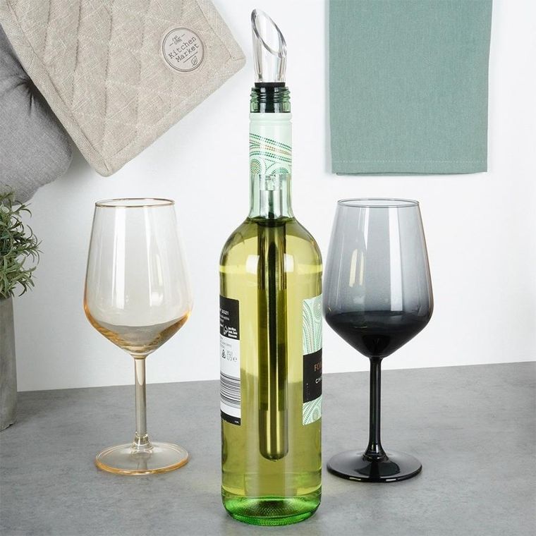 Excellent Houseware, dozownik do wina z wkładem chłodzącym, stalowy, 32 cm