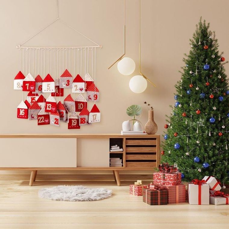 Excellent Houseware, kalendarz adwentowy domki, 70-60 cm