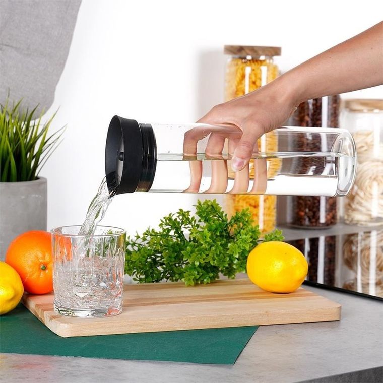 Excellent Houseware, karafka szklana z pokrywką, 1l