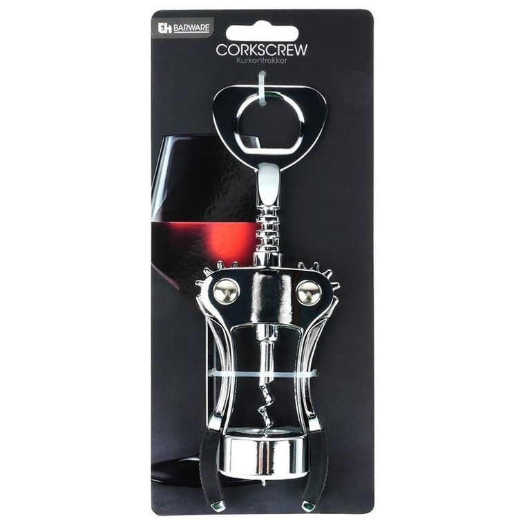 Excellent Houseware, korkociąg do wina, metalowy, 19,5 cm