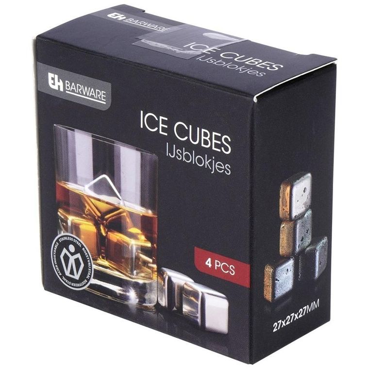 Excellent Houseware, kostki lodowe stalowe, wielorazowe, 4 szt.