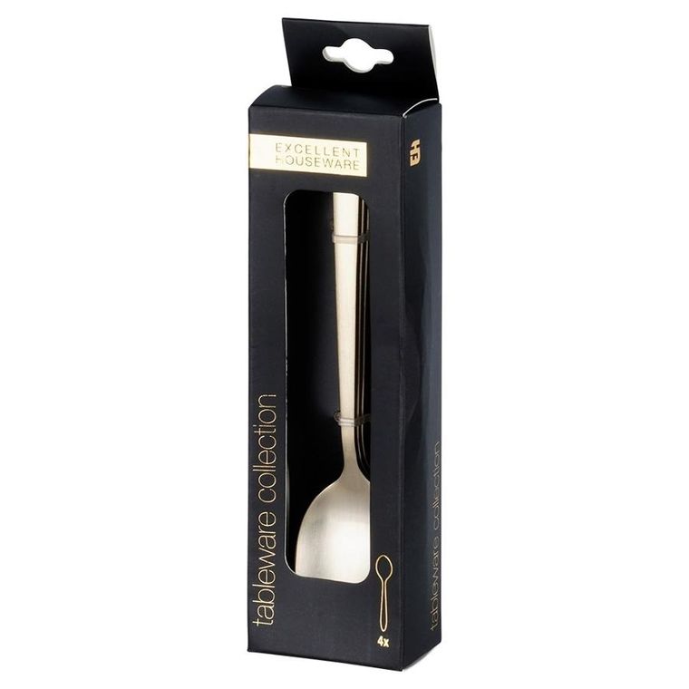 Excellent Houseware, łyżeczki do herbaty, stalowe, złote, 4 szt.