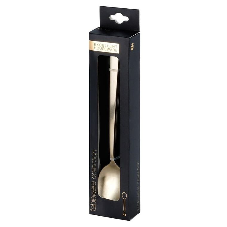 Excellent Houseware, łyżeczki koktajlowe, stalowe, złote, 4 szt.
