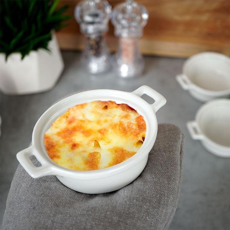 Excellent Houseware, miseczki do zapiekania, porcelanowe okrągłe, 3 szt., 130 ml