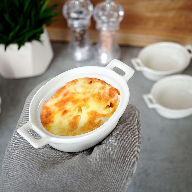 Excellent Houseware, miseczki do zapiekania porcelanowe owalne, 3 szt., 120 ml