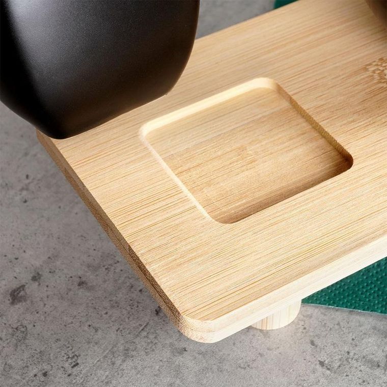 Excellent Houseware, miseczki na przekąski na tacy, ceramiczne czarne, 7 elementów