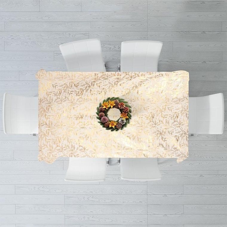 Excellent Houseware, obrus świąteczny plamoodporny, 220-150 cm