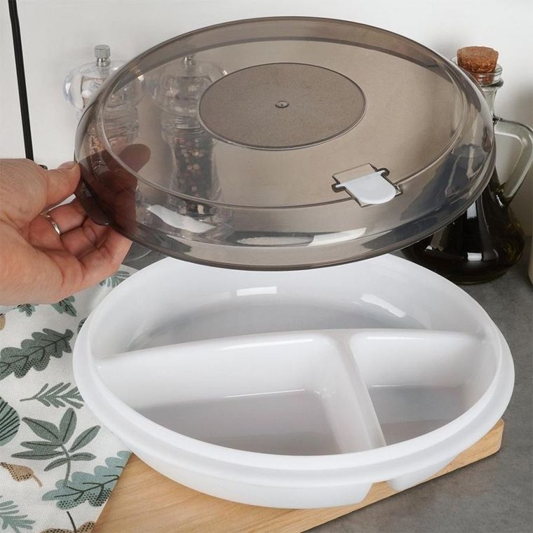 Excellent Houseware, pojemnik do mikrofalówki dzielony, 25 cm