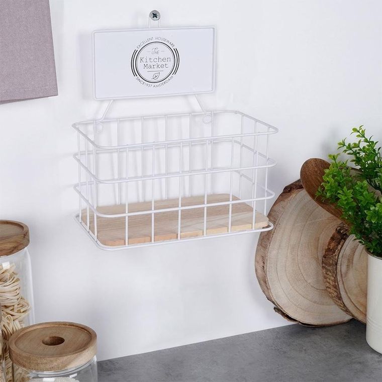 Excellent Houseware, półka kuchenna, metalowa biała, 21-12.5-24 cm