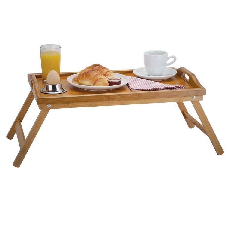 Excellent Houseware, stolik śniadaniowy, bambusowa taca z nóżkami, 50-30 cm