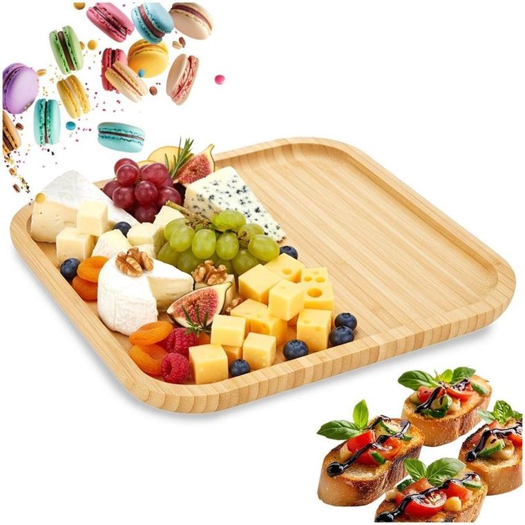 Excellent Houseware, taca do serwowania, drewniana, 25-25 cm