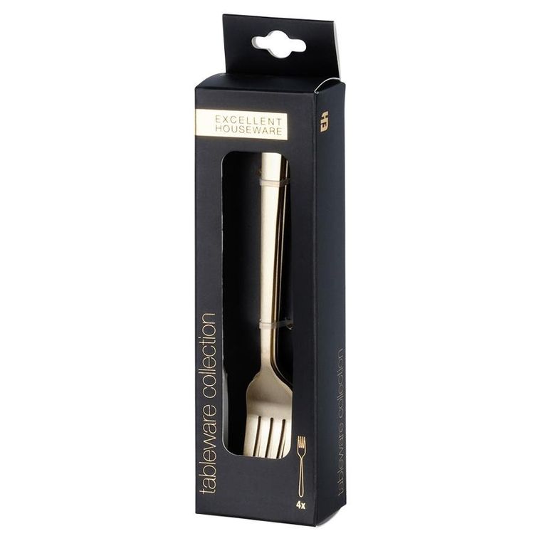 Excellent Houseware, widelczyki deserowe, stalowe, złote, 4 szt.