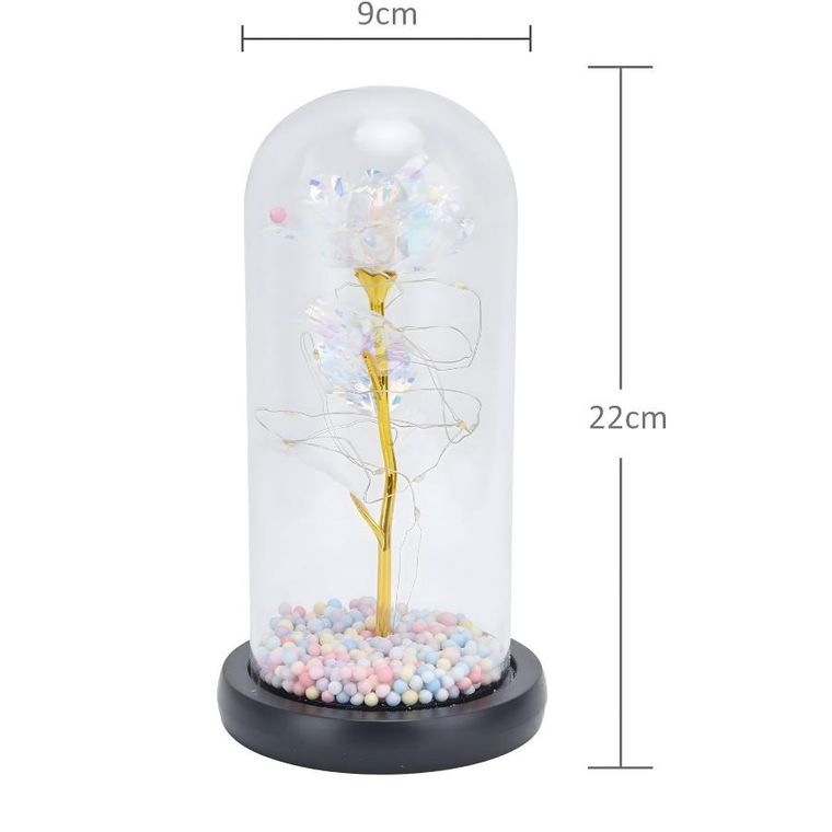 Extralink, Home, Wieczna róża w szkle, świecąca LED, zestaw prezentowy, biały