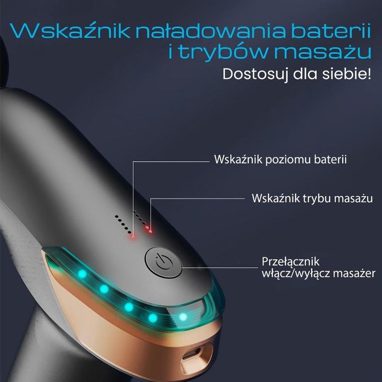 Extralink, Massage Gun Lite, pistolet do masażu, 3200 RPM, 6 końcówek