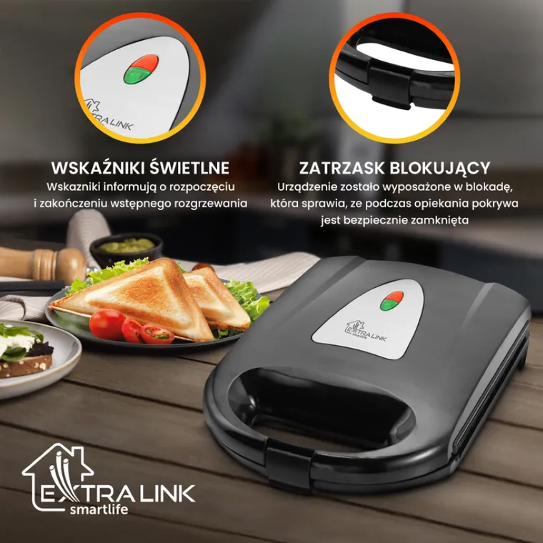 Extralink Smart Life Sandwich-Maker XXL SJ-33, Opiekacz do kanapek XXL, 1400W, Opiekacz na 4 tosty