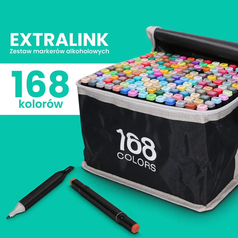 Extralink, zestaw markerów alkoholowych, 168 kolorów