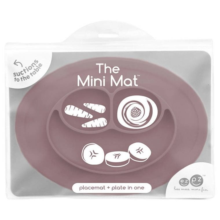 Ezpz, Mini Mat, silikonowy talerzyk z podkładką, mały, 2w1, mauve