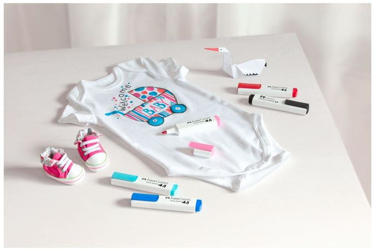 Faber-Castell, Baby-Shower, markery do tkanin, 5 szt.