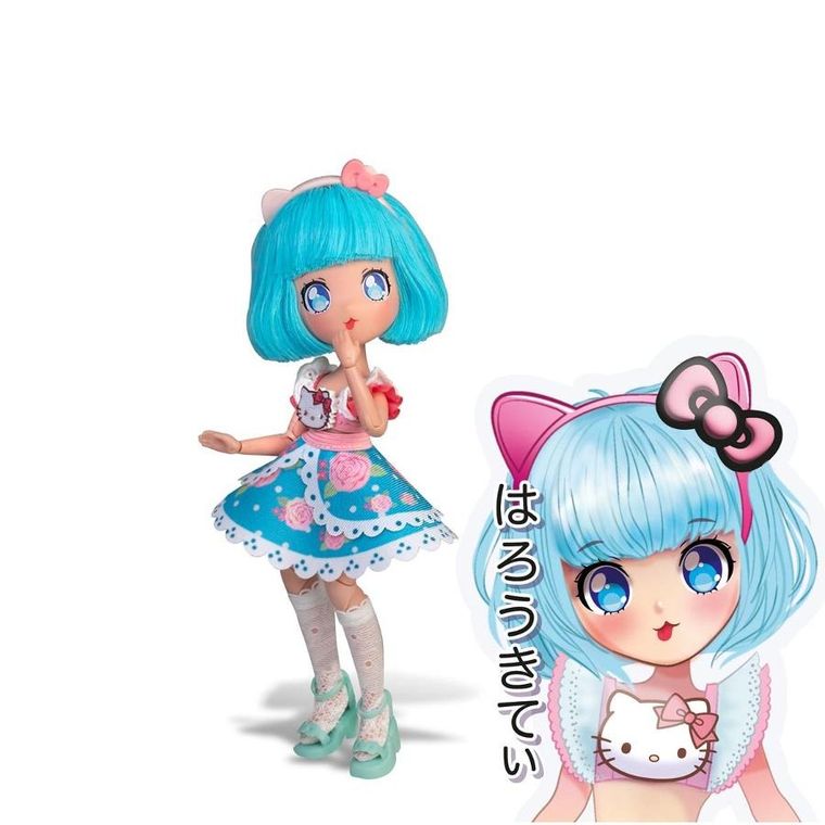 Famosa, Hello Kitty, lalka modowa, niebieska, 19,5 cm