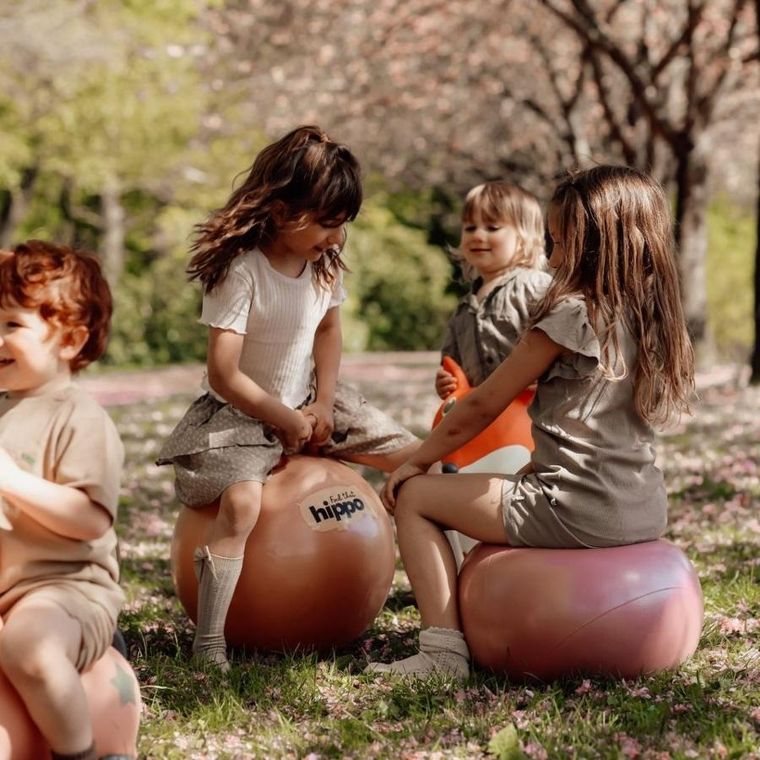 Find that Hippo, piłka do skakania, pomarańczowa