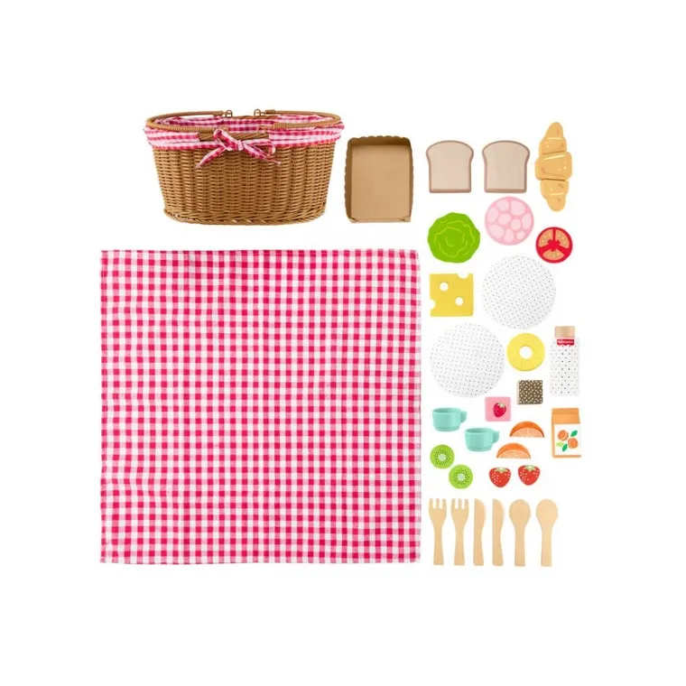 Fisher-Price, Kosz piknikowy, zestaw drewnianych zabawek