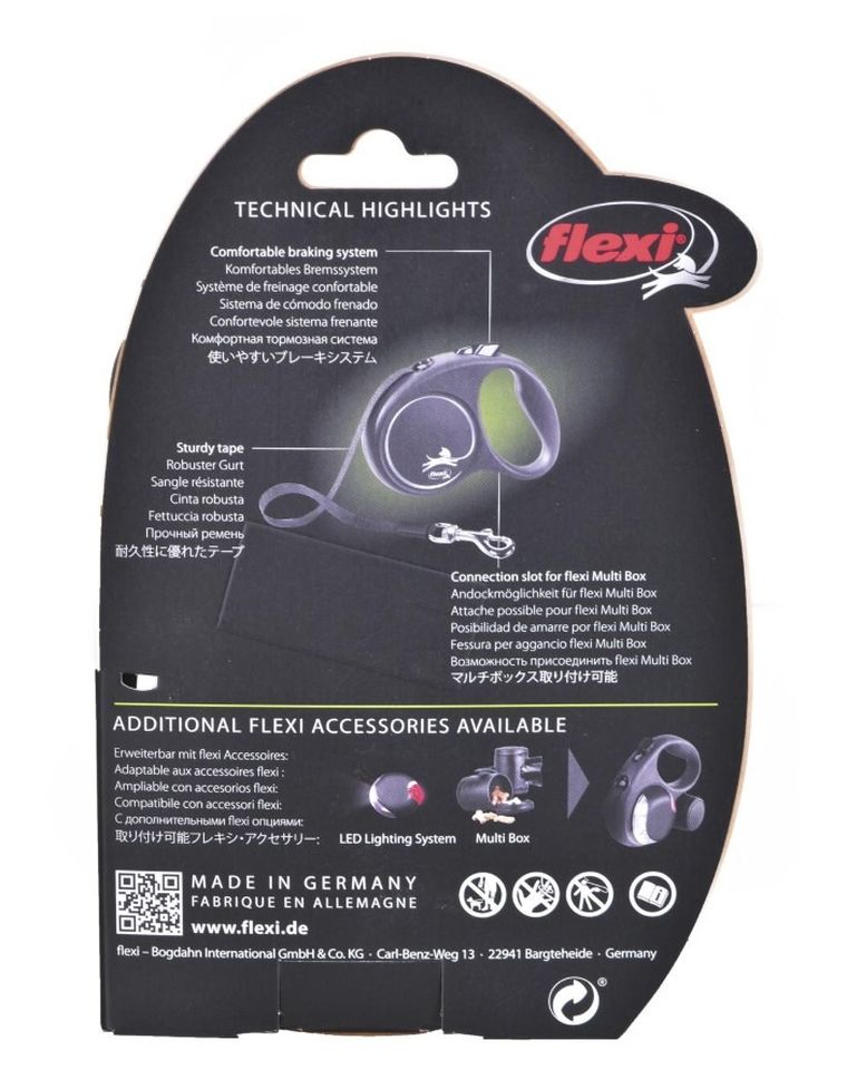 Flexi, Black Design, smycz automatyczna, rozmiar S, 5 m, różowa