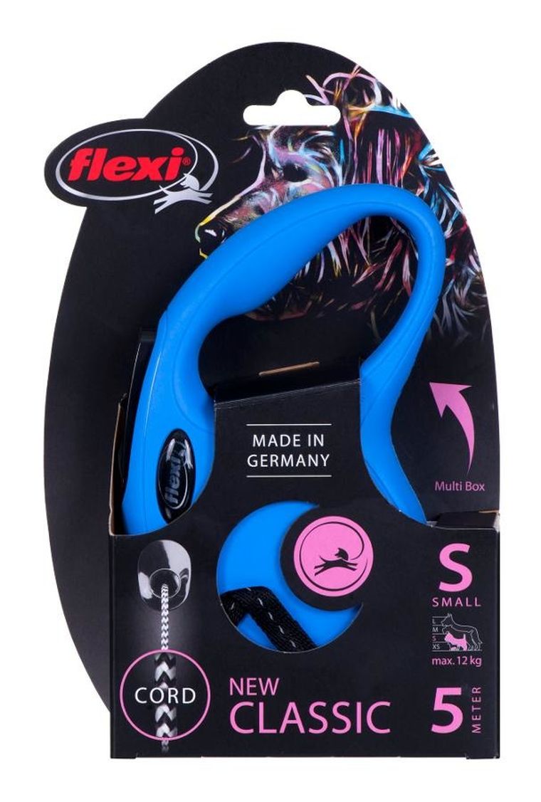 Flexi, New Classic, smycz, linka, 5 m, do 12kg, niebieski