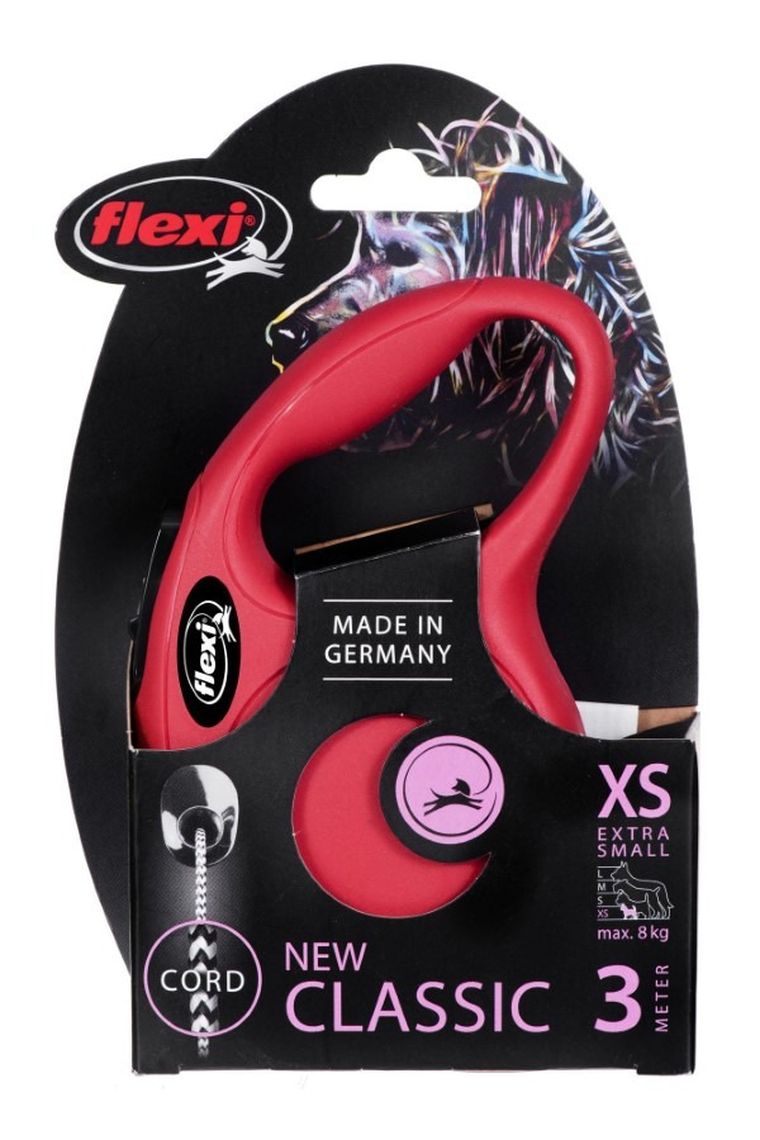 Flexi, New Classic, smycz, rozmiar XS, linka, 3 m, do 8 kg, czerwony