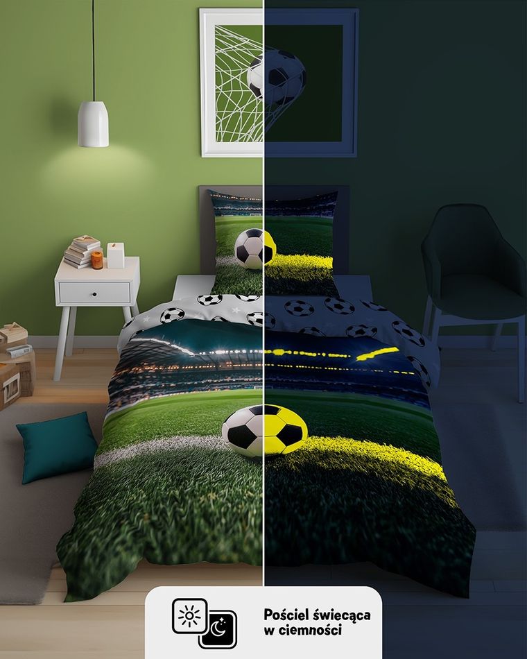 Fluo, komplet pościeli młodzieżowej, 140-200 cm + 70-80 cm, boisko