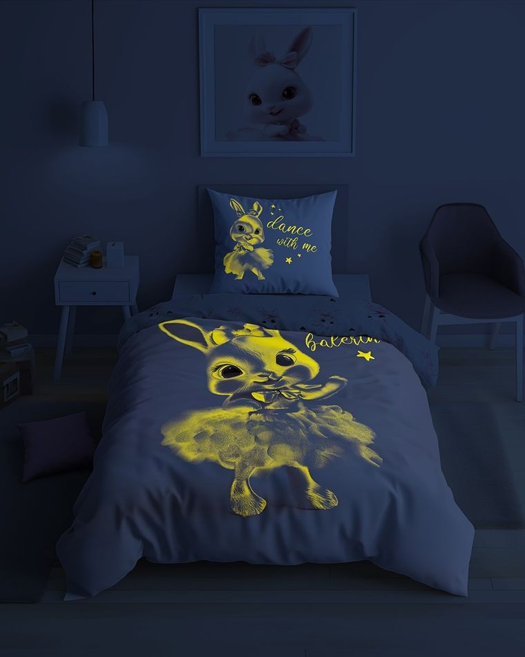 Fluo, komplet pościeli młodzieżowej, 160-200 cm + 70-80 cm, królik