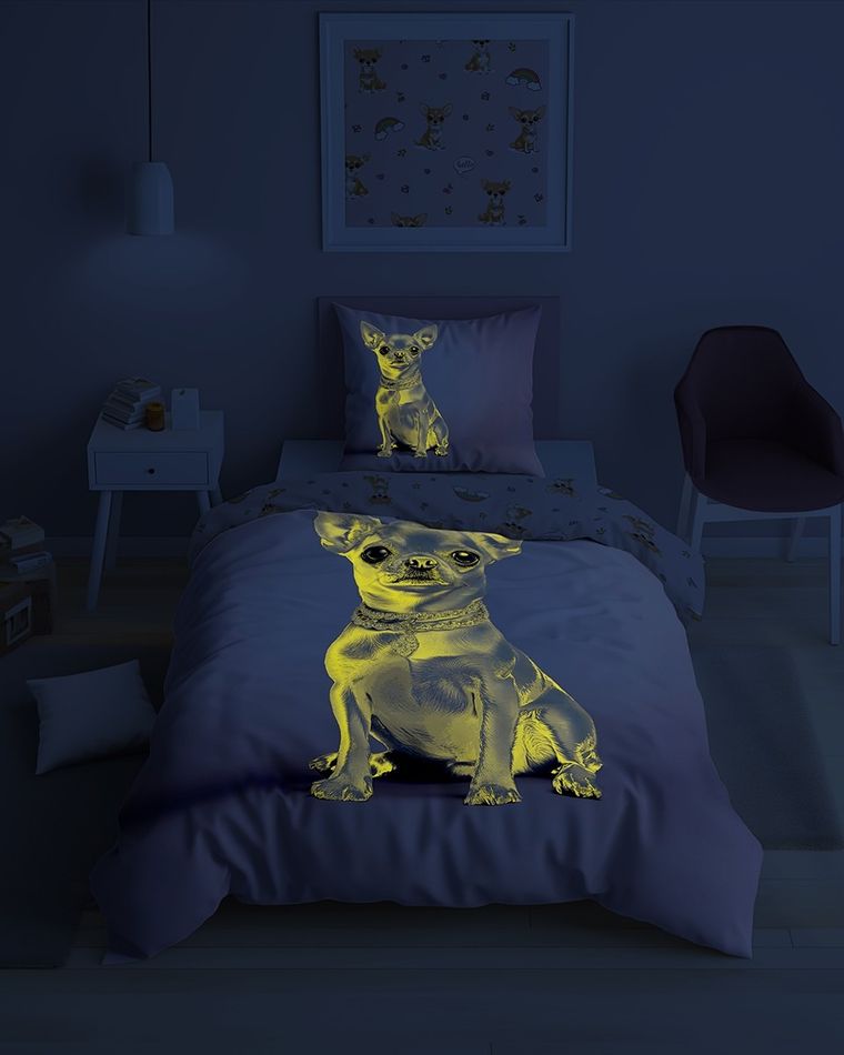 Fluo, komplet pościeli młodzieżowej, 160-200 cm + 70-80 cm, pieski