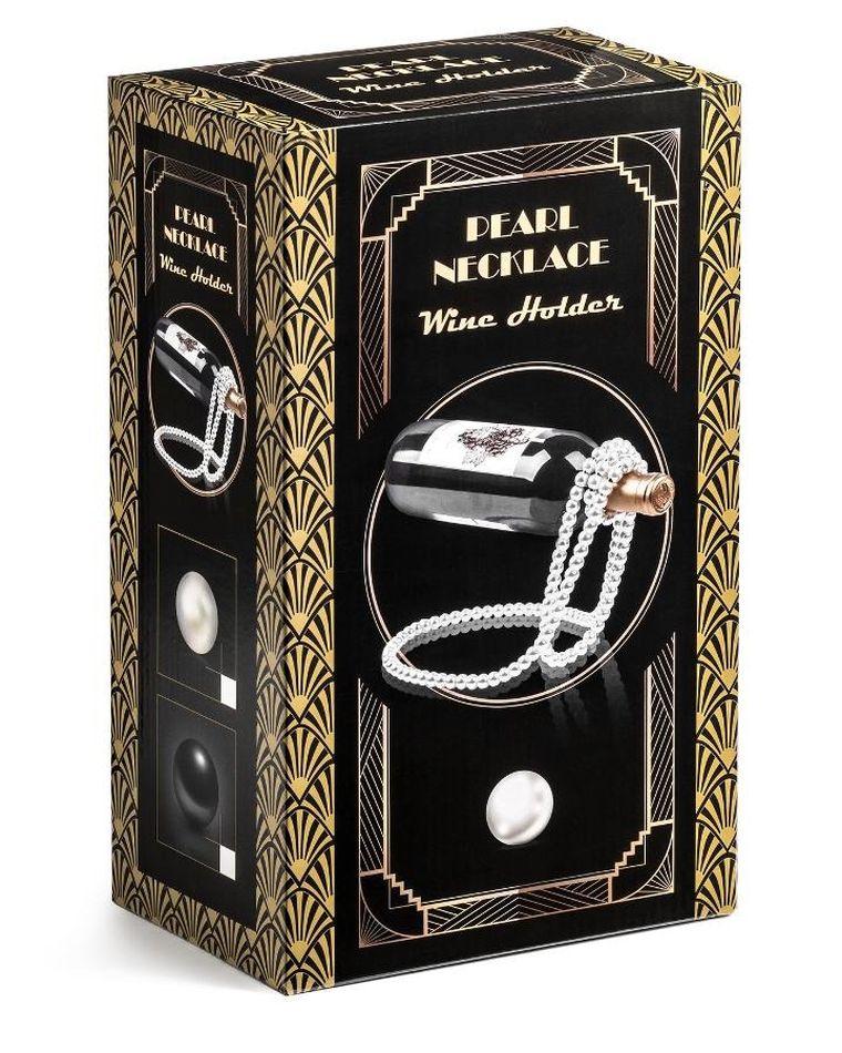 Gadget Master, stojak na wino, sznur pereł, biały