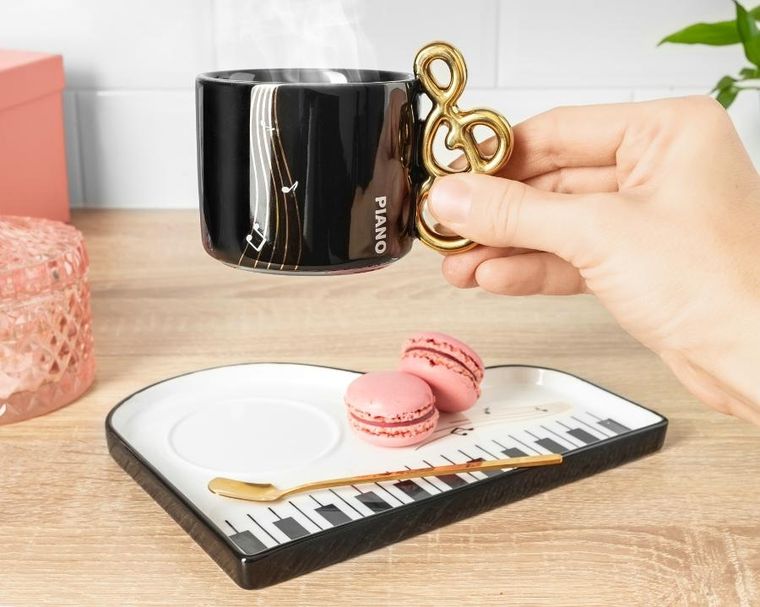 Gadget Master, zestaw melomana, filiżanka ze spodkiem i łyżeczką