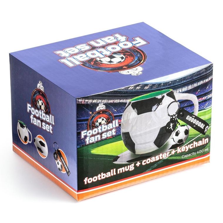Gadget Master, zestaw piłkarza: kubek, podkładka i brelok