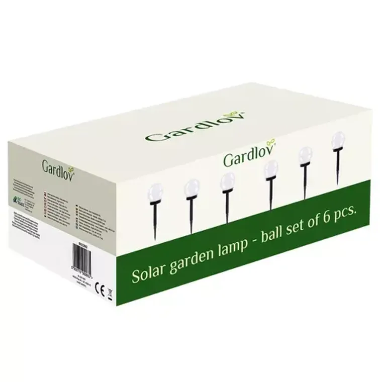 Gardlov, lampa ogrodowa solarna, kula, 6 szt.